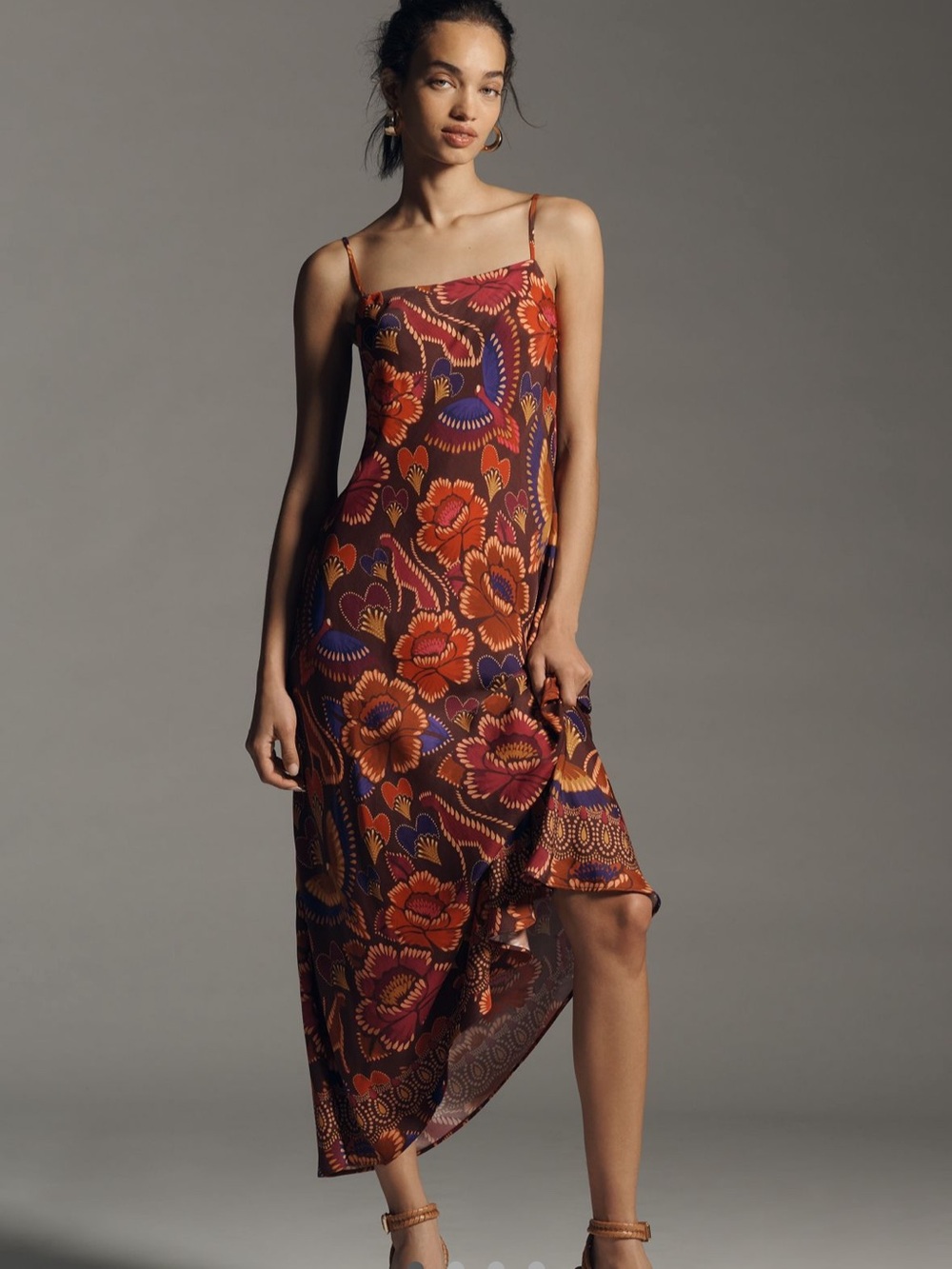 FARM Rio cowl neck slip midi Dress